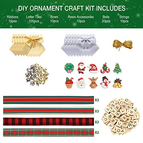 Christmas Ornaments Tree Decorations DIY Ribbon Letter Tiles Bells Stockings Name Tags A583