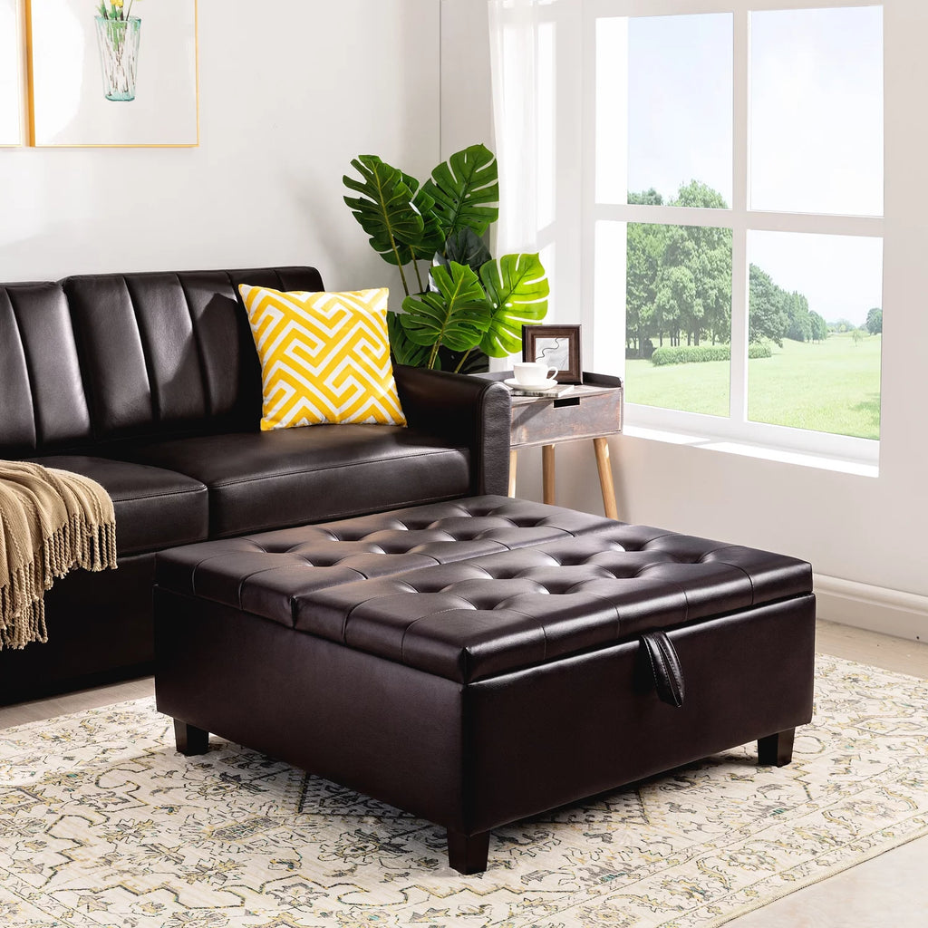 Espresso Upholstered Lift Top Ottoman Q87741