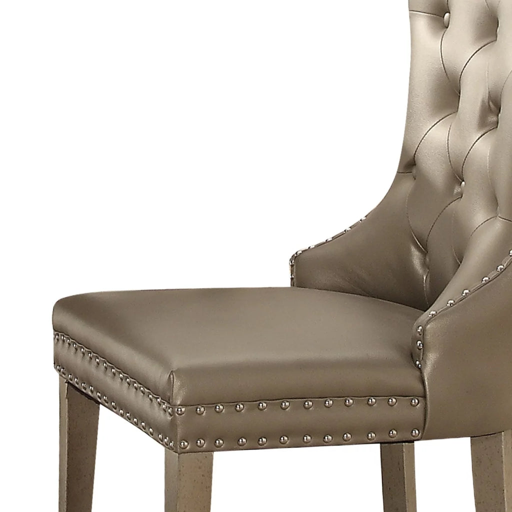 Leatherette Wooden Side Chair, Set of 2 C1380