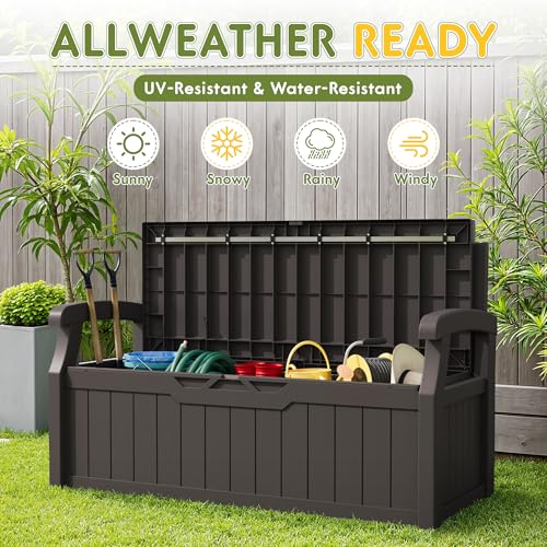 80 Gallon Black Storage Bench Deck Box S589
