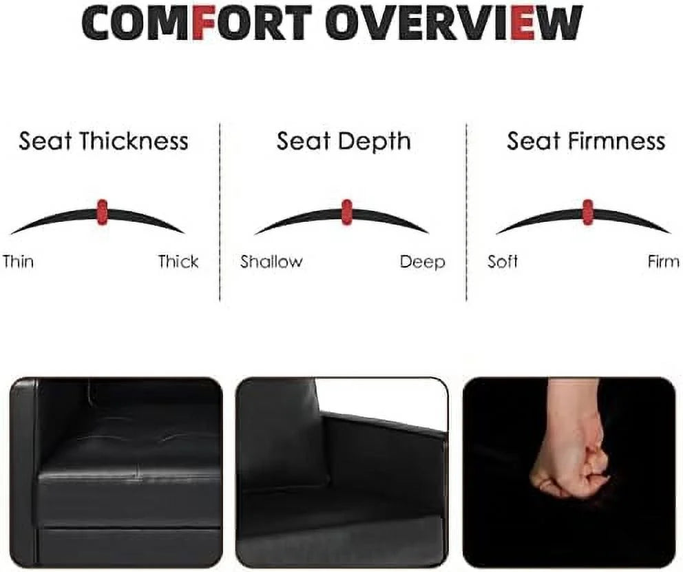 57" Black Faux Leather Loveseat H40858