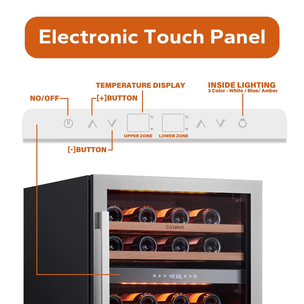 24 Inch 46 Bottle Dual Zone Wine Cooler Refrigerator B57545