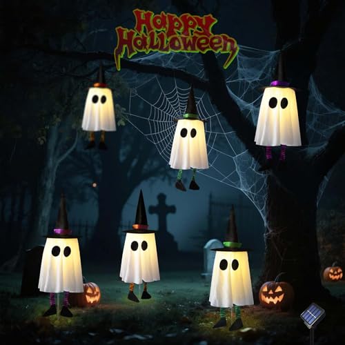Solar Powerd Halloween Ghost Decorations Outdoor, Set of 3 Light Up Ghosts R30623