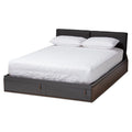 Gray Walnut Wood Queen Size Platform Storage Bed with Upholstered Headboard H26800