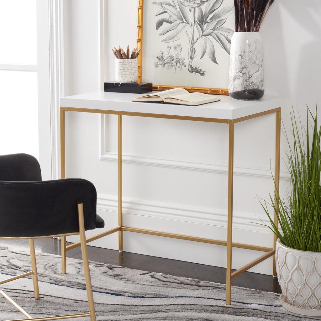 White Gold Wood Writing Desk N89286