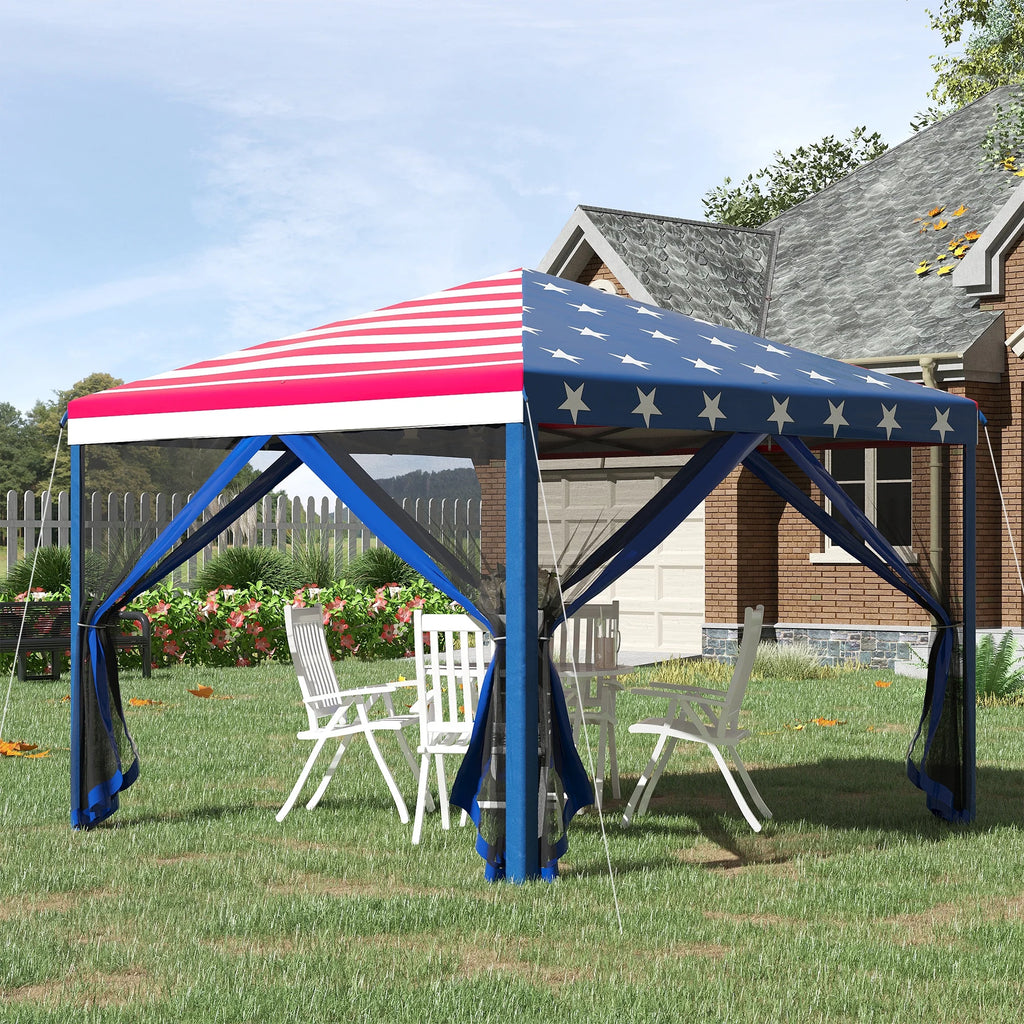 10' x 10' Pop Up Canopy Tent with Netting Y43970