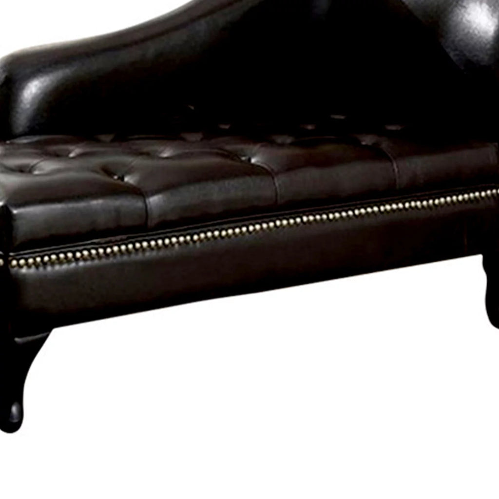 Black Leatherette Storage Chaise P481137