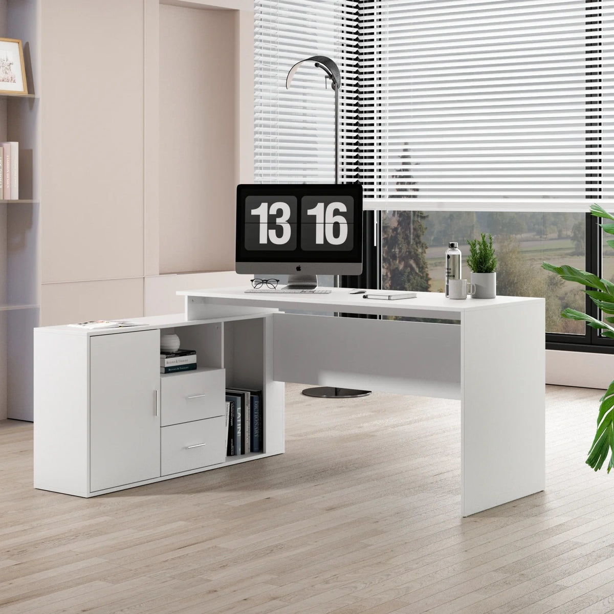 Home Office Computer Desk Corner Desk 55-inch Writing Table U933365