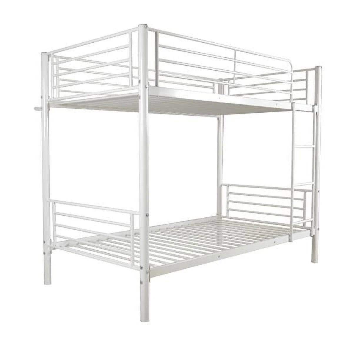 Twin Over Full Bunk Bed with Ladder and Guardrail White N9369