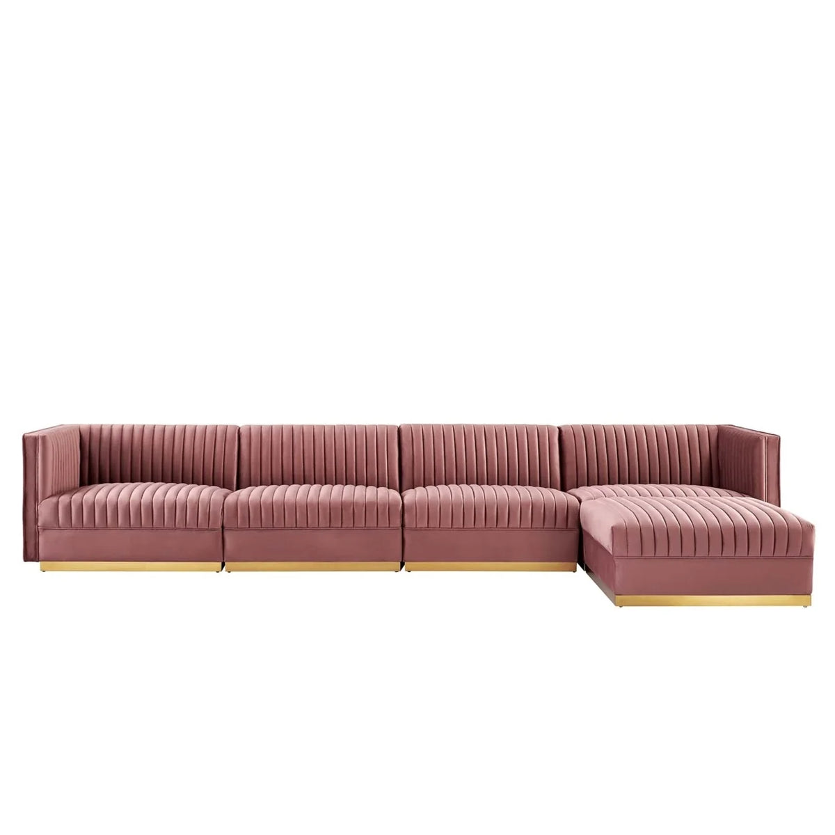 Channel Tufted Velvet 5-Piece Modular Sectional Sofa I2529