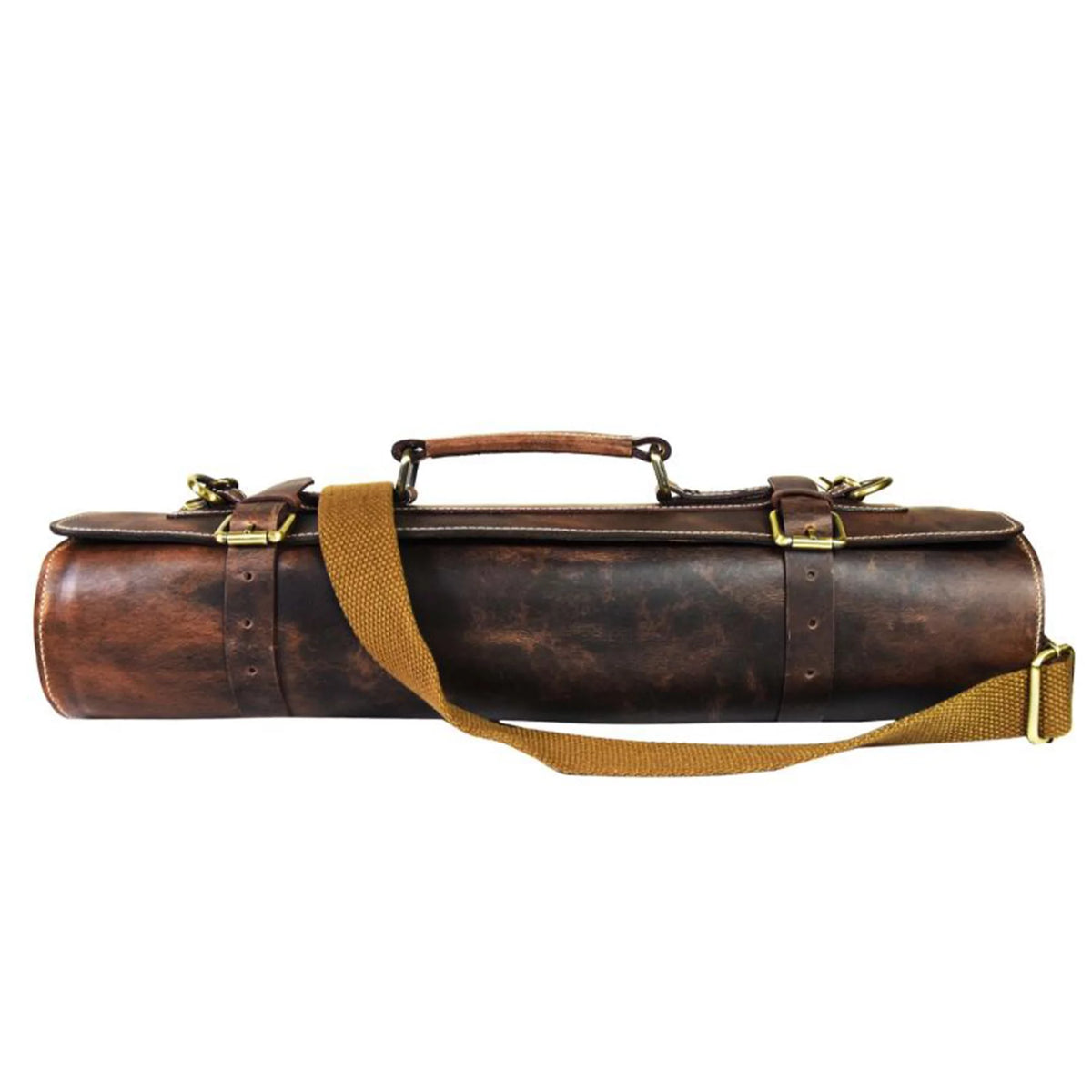 Walnut Brown Leather Knife Roll Storage Bag E8420