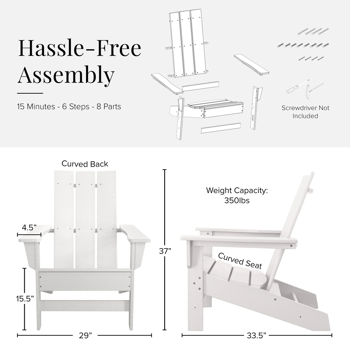 Oversized White Adirondack Chairs N230