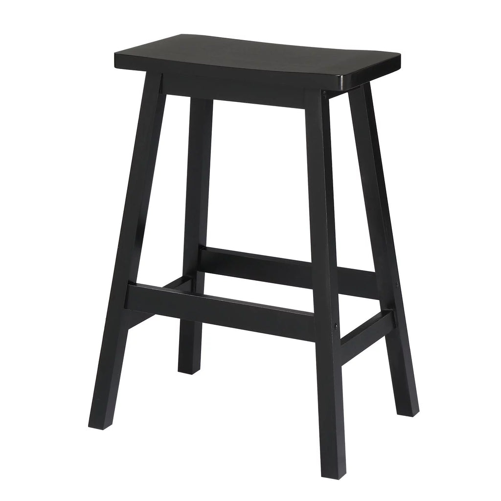 Set of 4 Black Wooden Saddle Seat Bar Stools Q4786