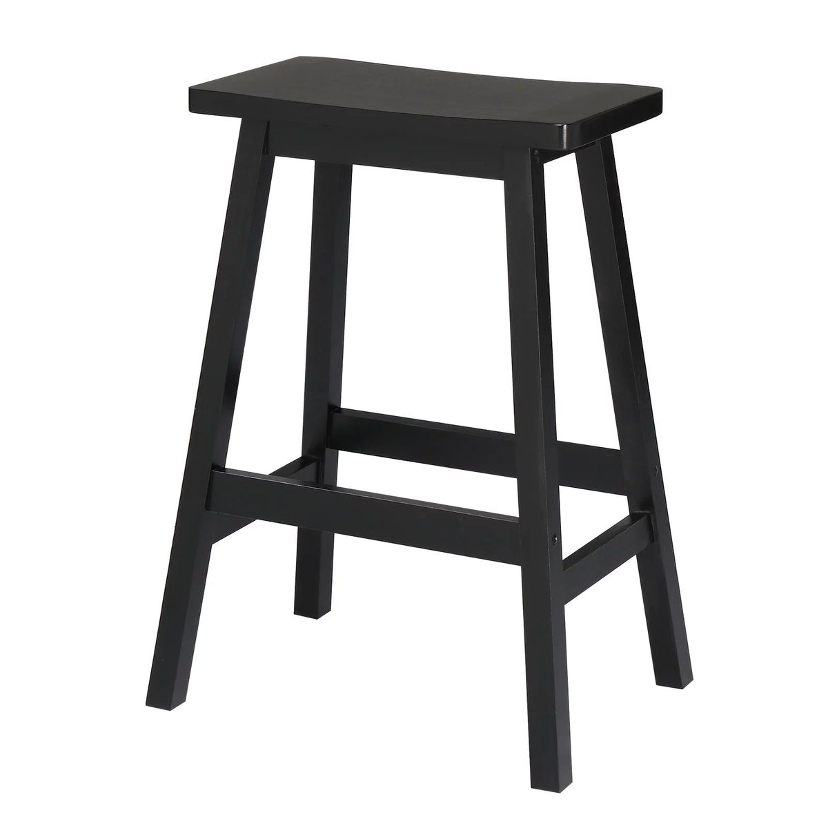 Set of 4 Black Wooden Saddle Seat Bar Stools Q4786