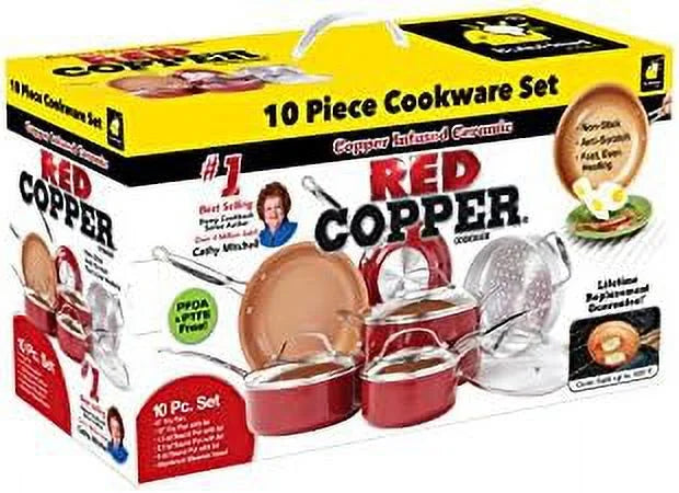 10 pc Copper Ceramic Non Stick Cookware Set U292