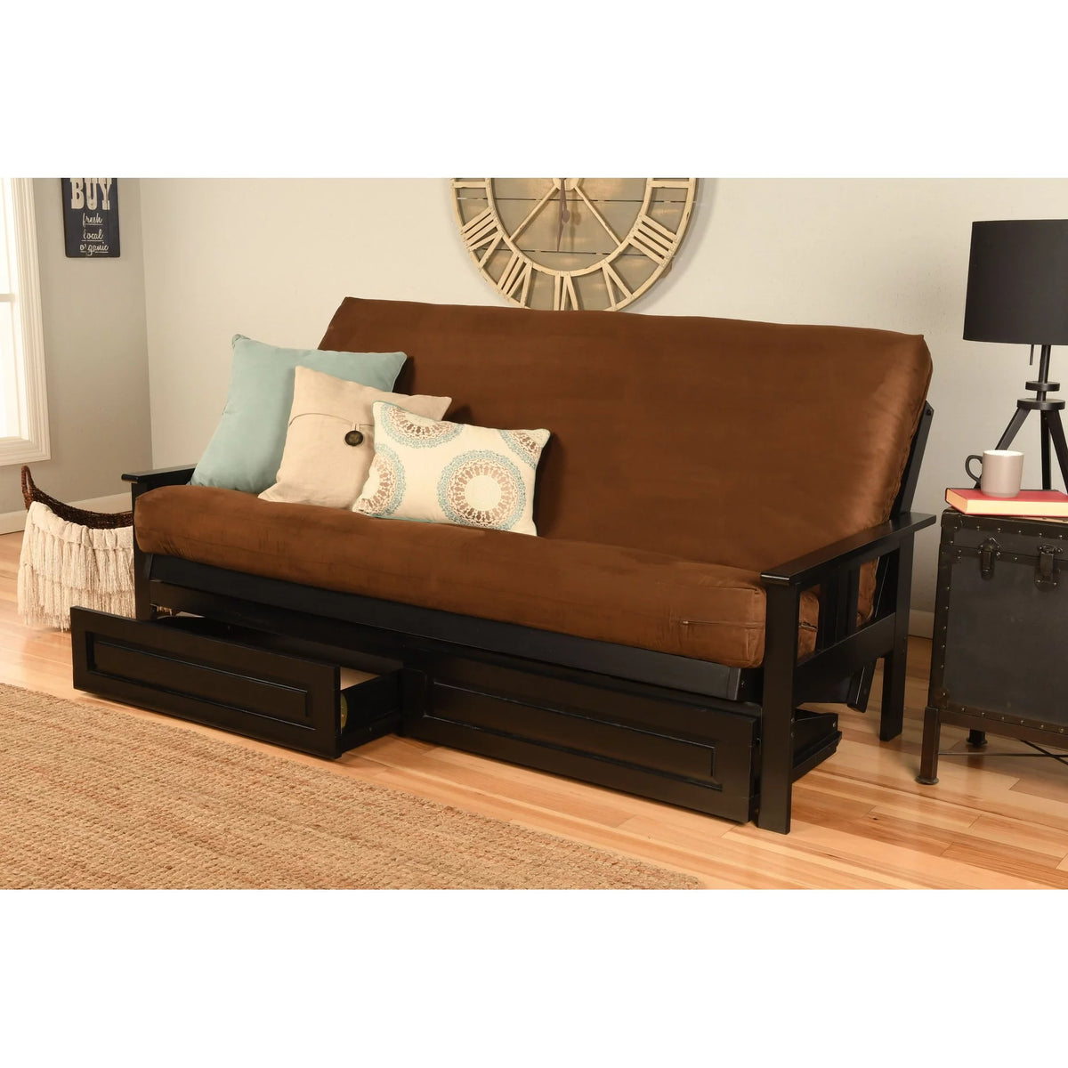 Black Sofa with Storage and Removable Mattress Cover Z1195