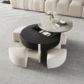 Round Lift Top Coffee Table with Stools and Storage G2195