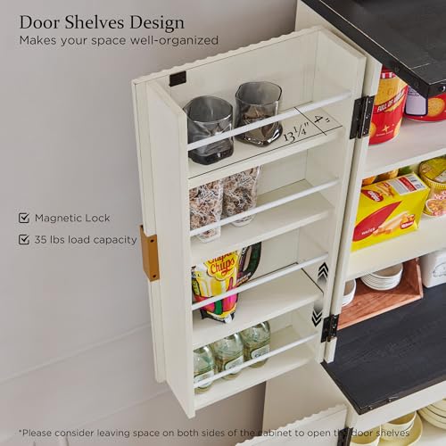 Natural Oak 72" Tall Wood Pantry Cabinet with 4 Doors U360
