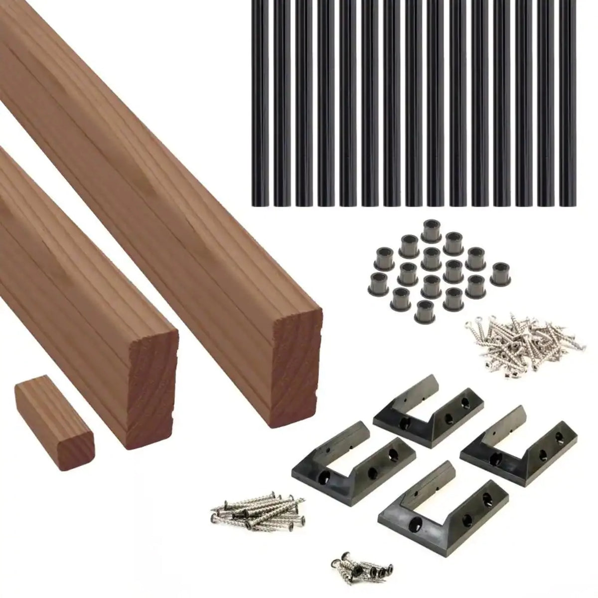 6 ft. Wood Railing Kit with Aluminum Round Balusters O485844