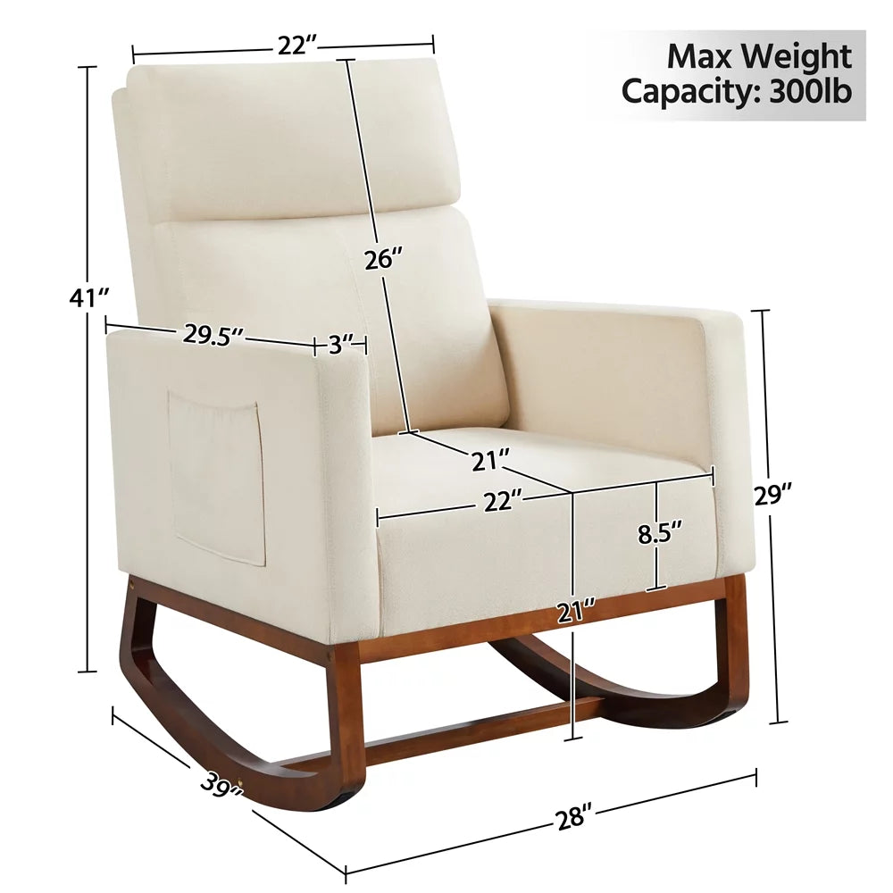 Beige Upholstered Rocking Accent Chair Y2954