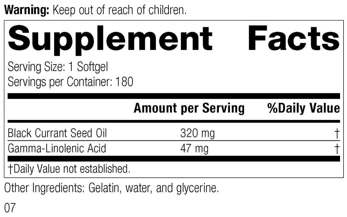 Black Currant Seed Oil 180 Softgels H564686