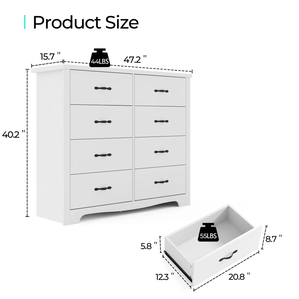 Black 6 Drawer Double Dresser P946478
