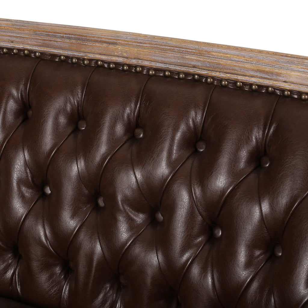 Dark Brown Faux Leather Loveseat H4562