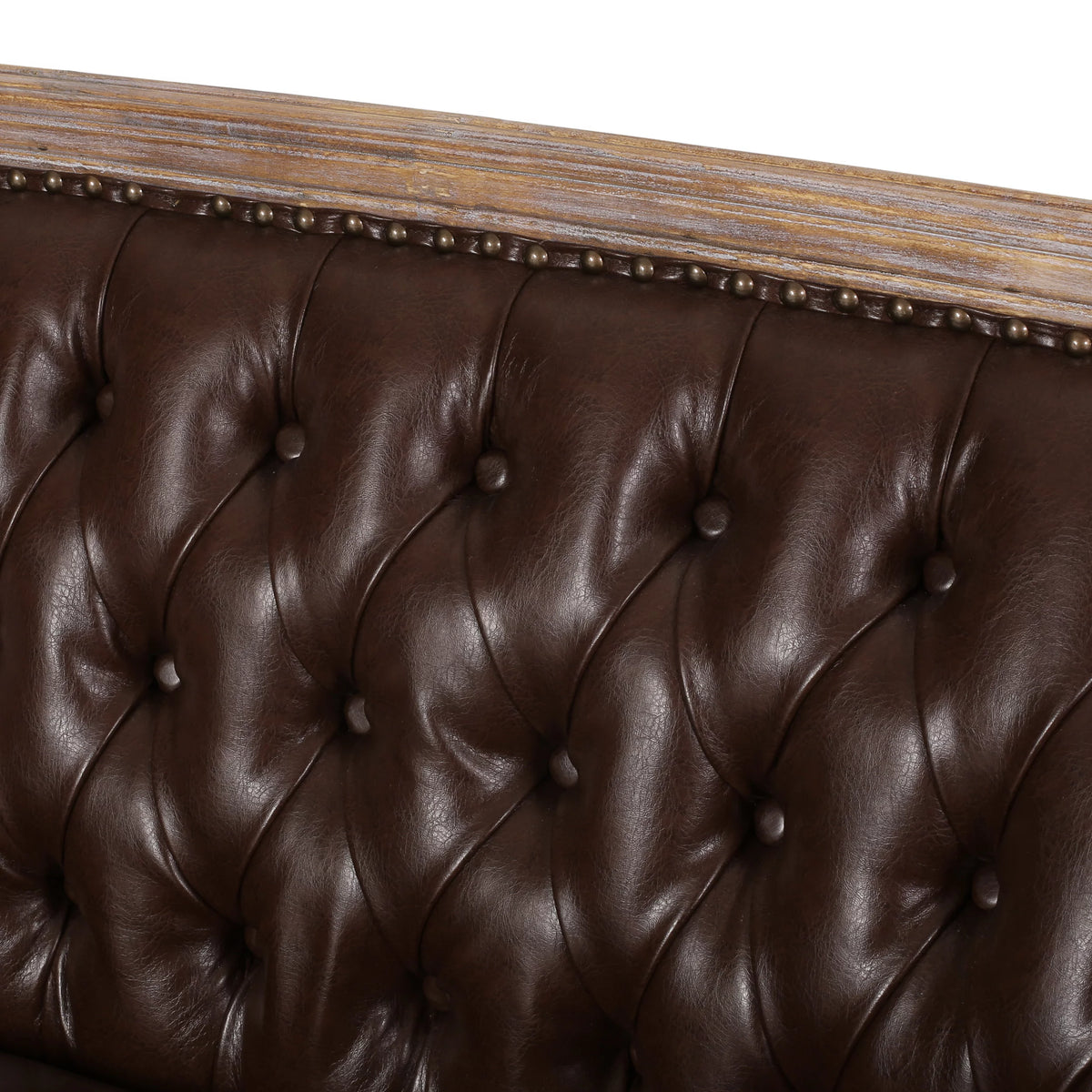 Dark Brown Faux Leather Loveseat H4562