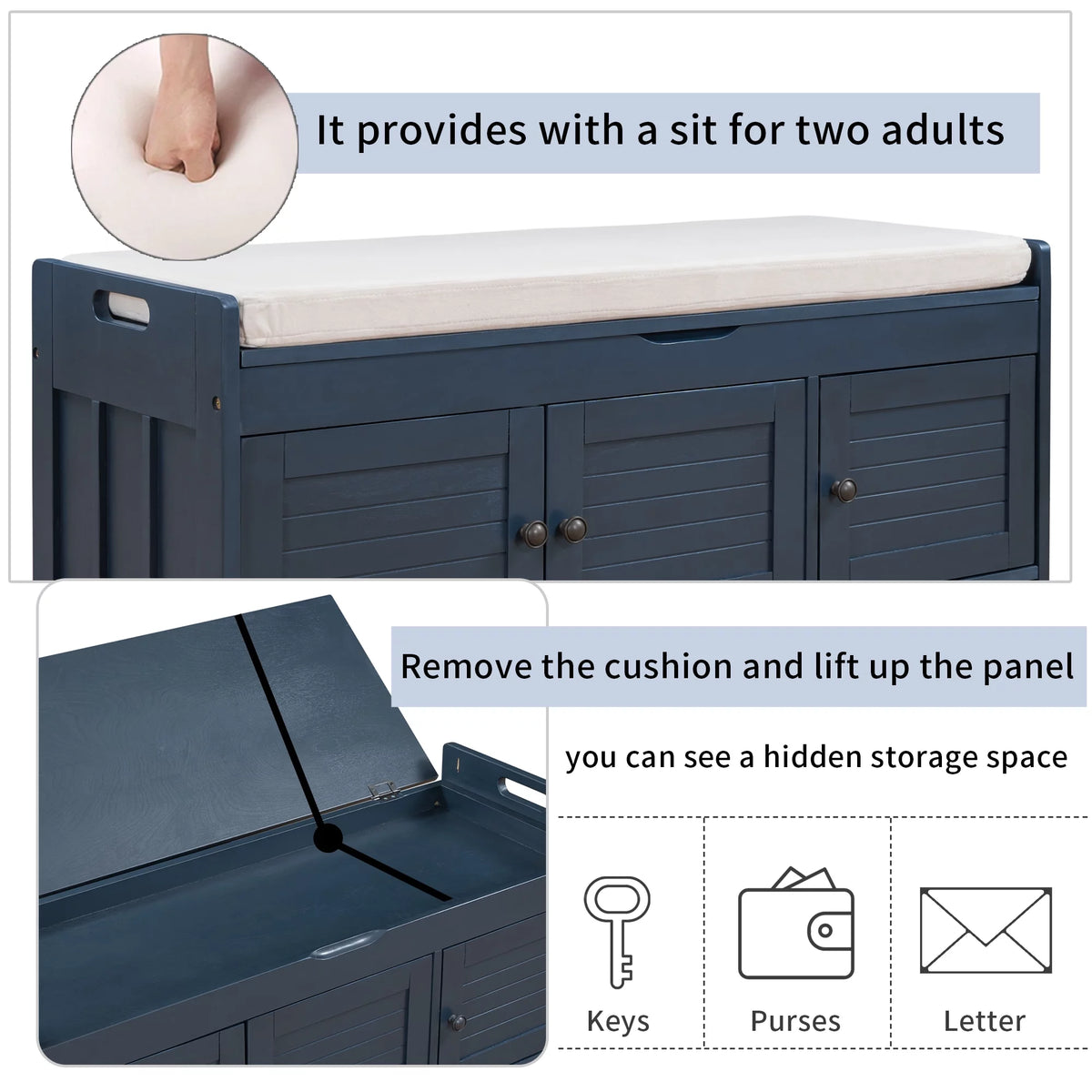 Blue Storage Bench F9591