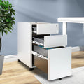 3-Compartment Locking Steel File Cabinet, White O529625