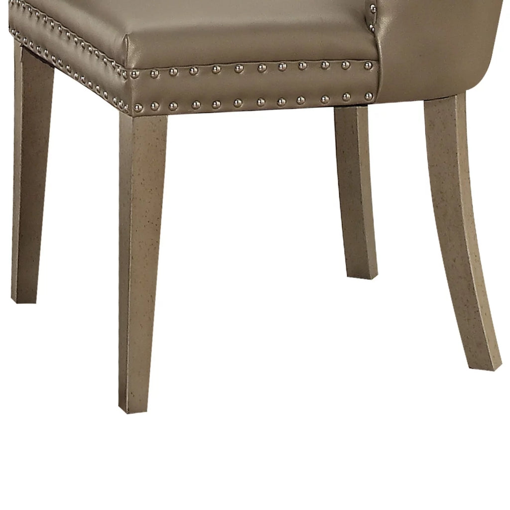 Leatherette Wooden Side Chair, Set of 2 C1380