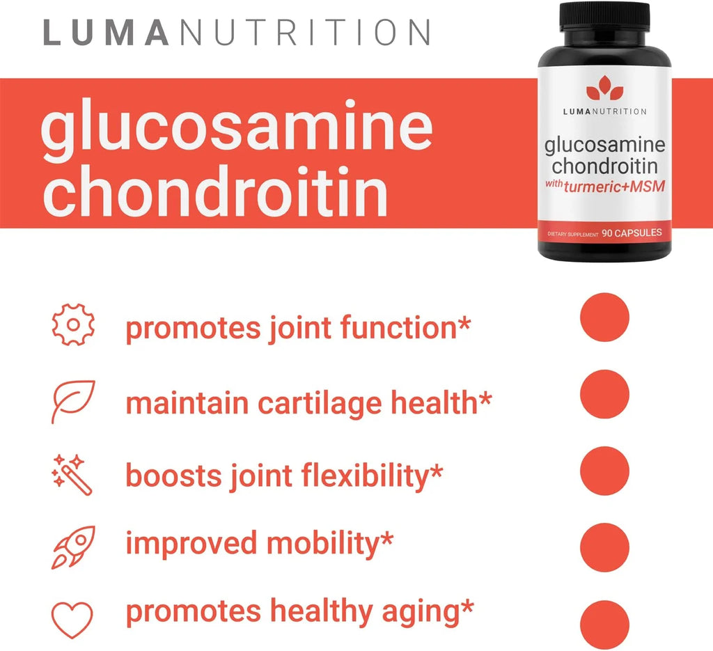 Glucosamine Chondroitin MSM Turmeric Boswellia Joint Supplement 90 Capsules Y124377