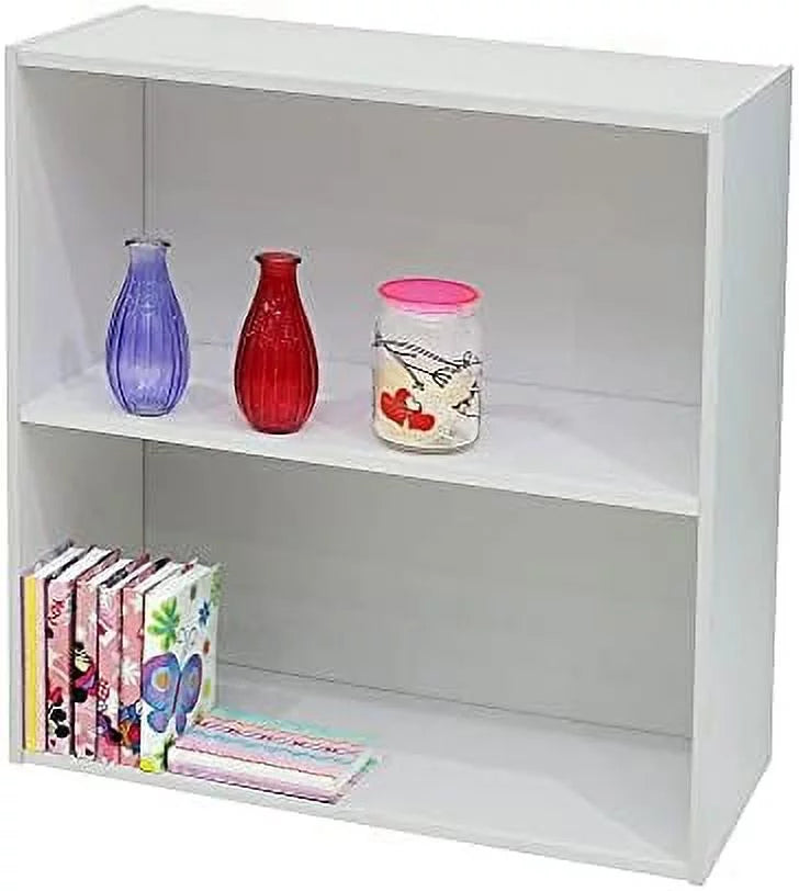 White Wood 2 Tier Open Shelf Bookcase T5037