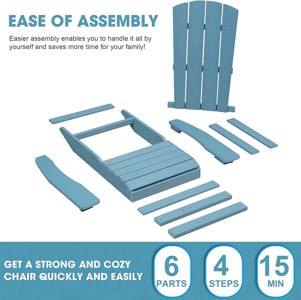 Blue Weather Resistant Plastic Adirondack Chairs F46153