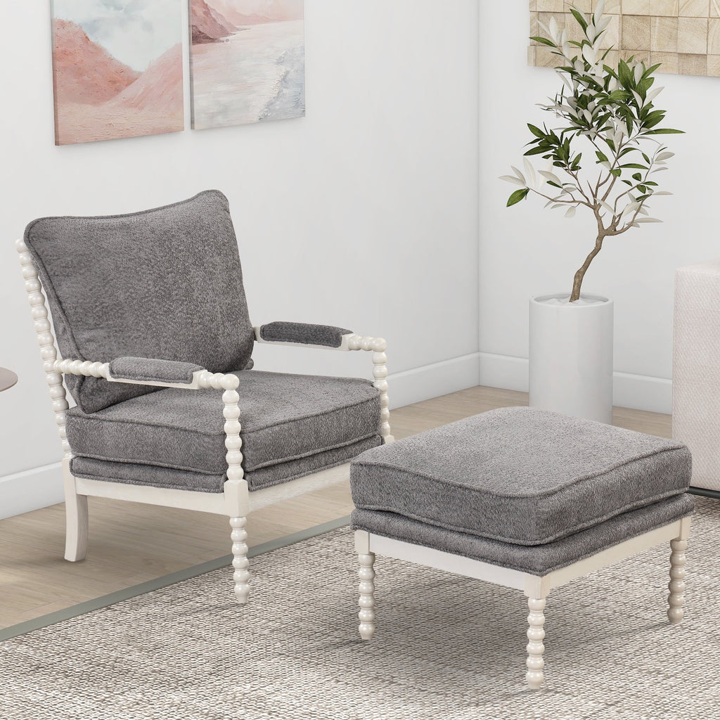 Velvet Accent Chair with Ottoman D95472