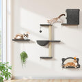 Cat Wall Shelves 4-in-1 Climbing Wall Furniture Set with Scratching Posts, Cat Bed & Sofa, Gray I42889