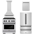30 Inch Gas Range, Range Hood, Dishwasher, Refrigerator in Stainless Steel J276