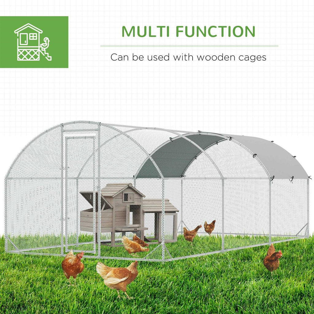 Metal Chicken Coop Walk-in Enclosure with Cover E1804
