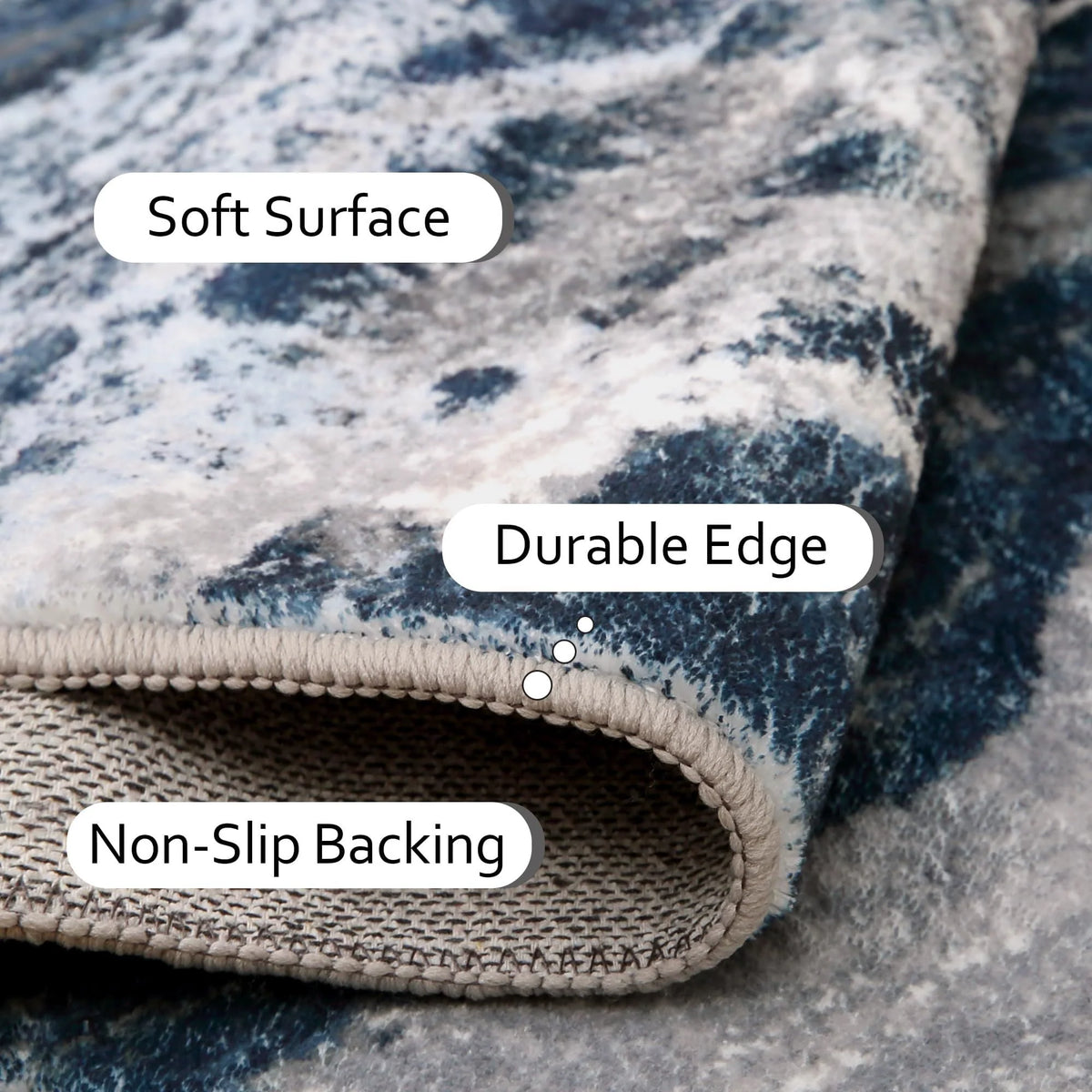 Blue 8x10 Machine Washable Area Rug V6019