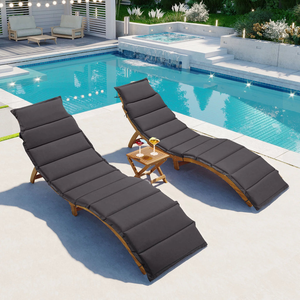 Portable Wood Chaise Lounge Set with Foldable Tea Table F520