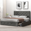 Queen Size Tufted Upholstered Platform Bed Frame with 4 Storage Drawers Q410718