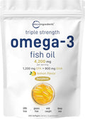 Triple Strength Omega 3 Fish Oil 4200mg 240 Softgels Lemon Flavored C614516