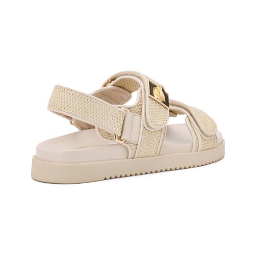 Women's Adjustable Double Strap Slip on Leather Footbed Flat Sandals H821