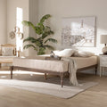 Walnut Brown Wood Full Size Platform Bed Frame U67271