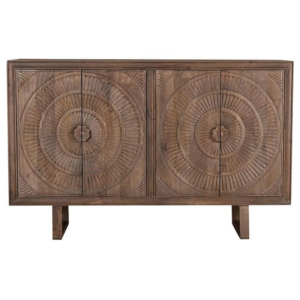 Solid Wood Cabinet with 4 Hand-Carved Doors N428024