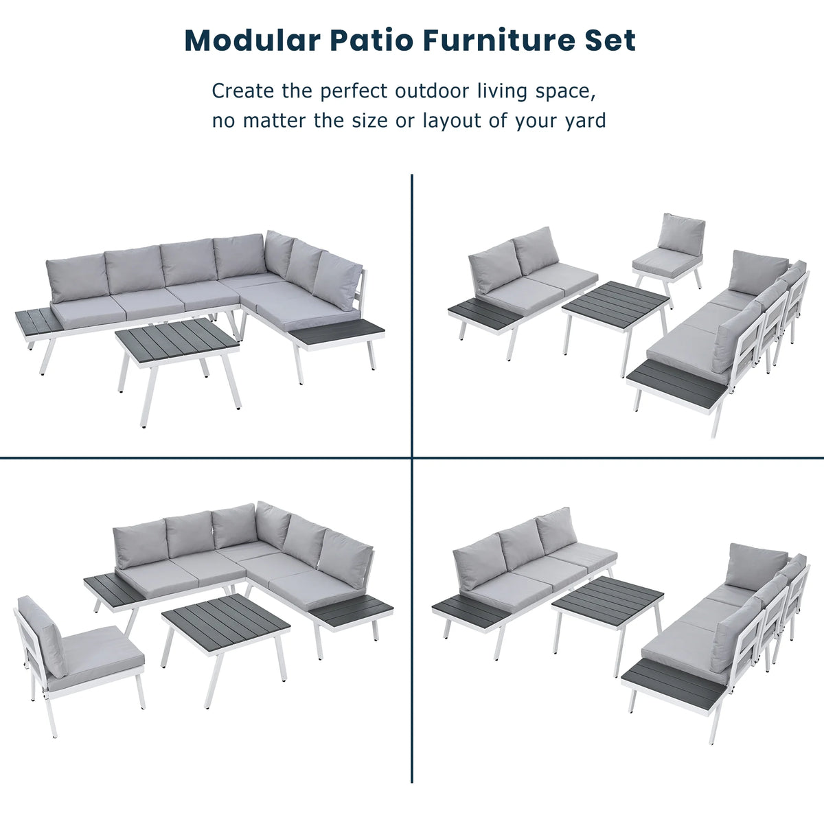 5 Piece Outdoor Patio Furniture Set Grey C378