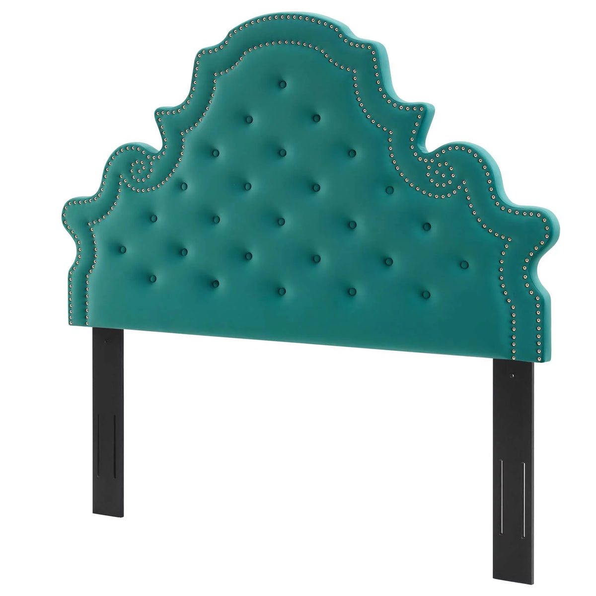Teal Blue Velvet Tufted Twin Size Headboard V74010