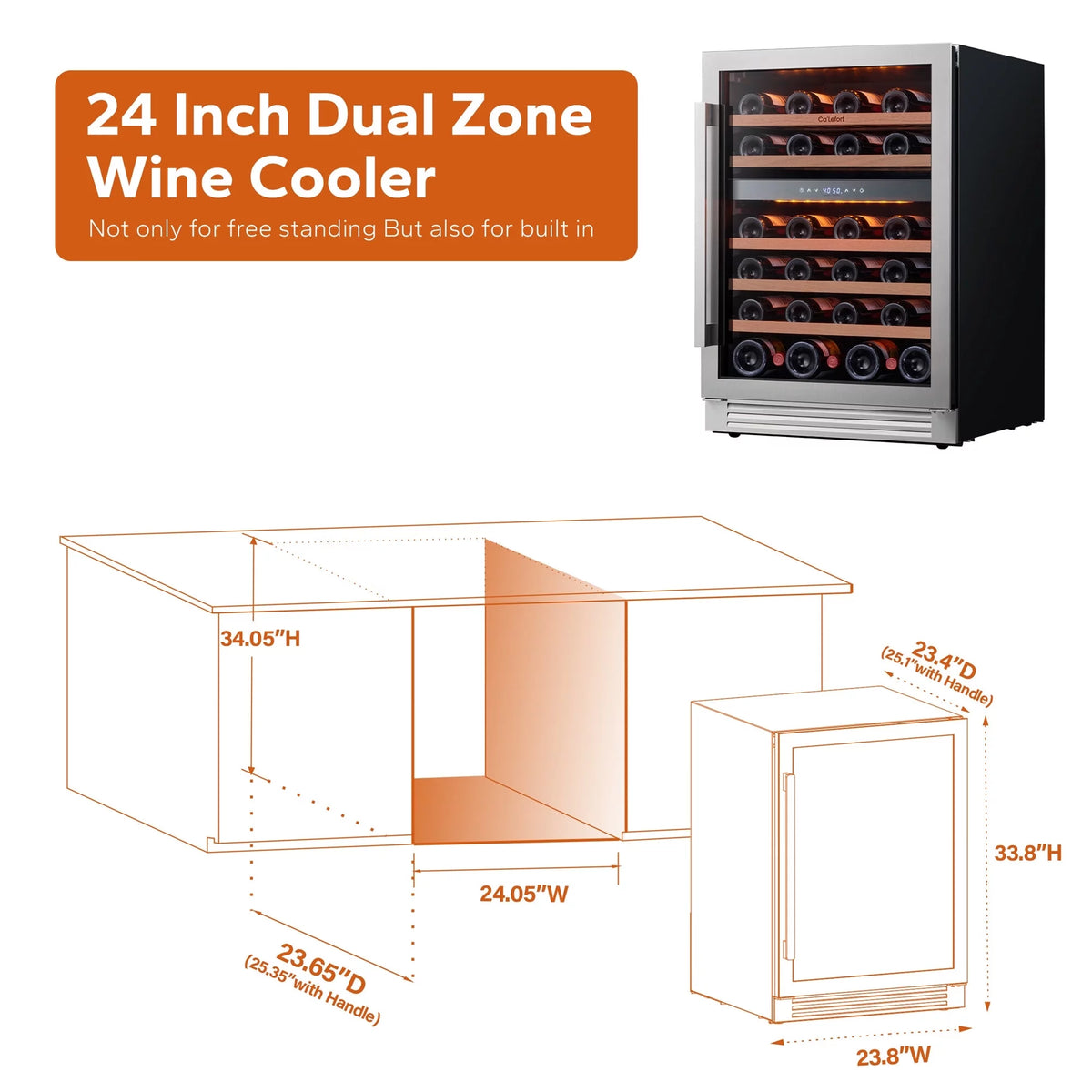 24 Inch 46 Bottle Dual Zone Wine Cooler Refrigerator B57545