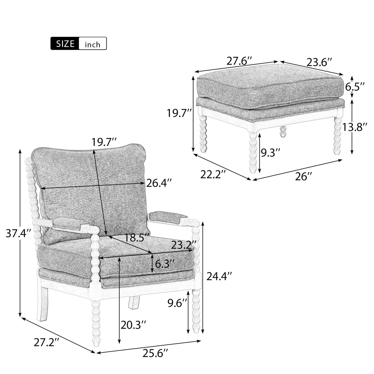 Velvet Accent Chair with Ottoman D95472