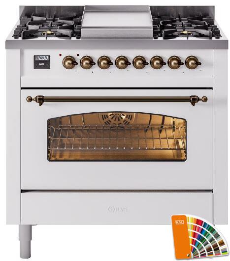 36 Dual Fuel Propane Gas Range with Bronze Trim P914097